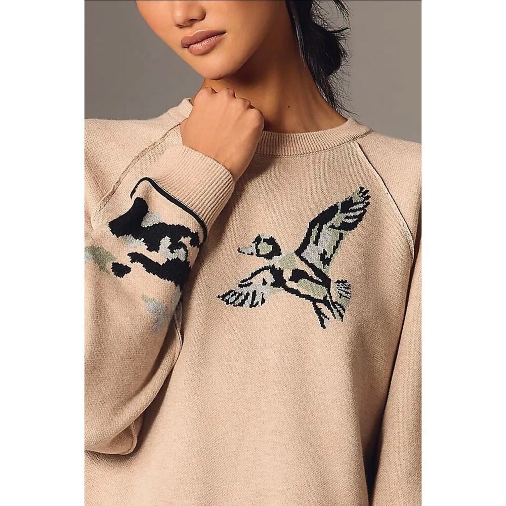 NWT Pilcro by Anthropologie The Oaklyn Cozy Knit Crew-Neck Duck Sweater. Size S - Picture 3 of 12